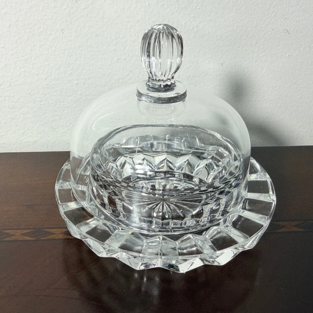 Vintage Mikasa Salina Crystal Individual Butter Dish Dome Lid Butter Cloche